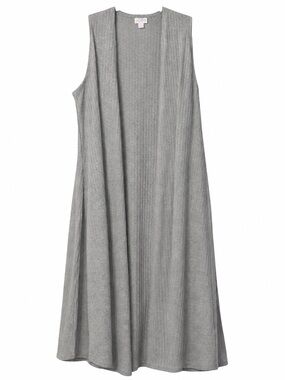 LuLaRoe Joy Long Duster Vest Gray Ribbed Sleeveless Layering Small NWT